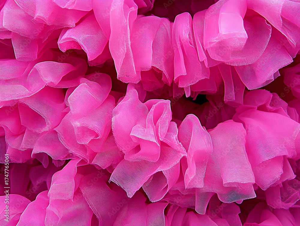 Obraz premium Vibrant Pink Ruffled Fabric Texture Background