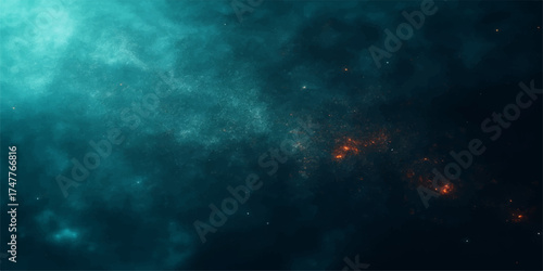 Abstract blue space background with dark clouds, stars, and light texture creates a galaxy pattern