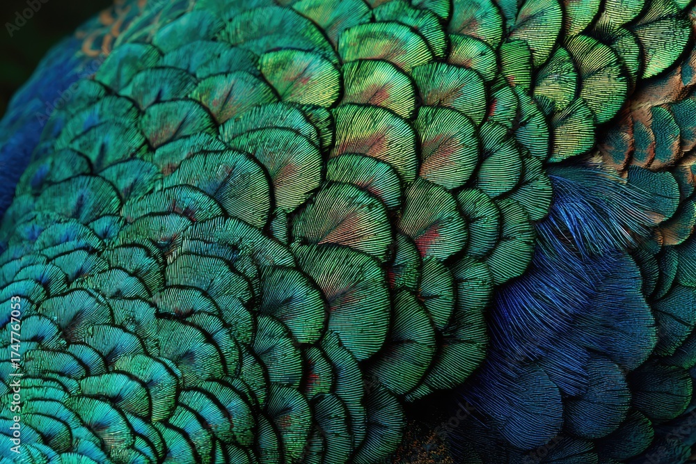 Obraz premium Close-up of vibrant peacock feathers