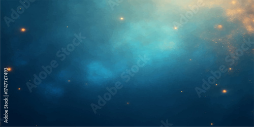 Abstract blue sky background with light rays over dark clouds