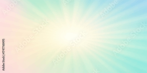 Bright blue summer sky backdrop with a stunning burst of sunlight and rays