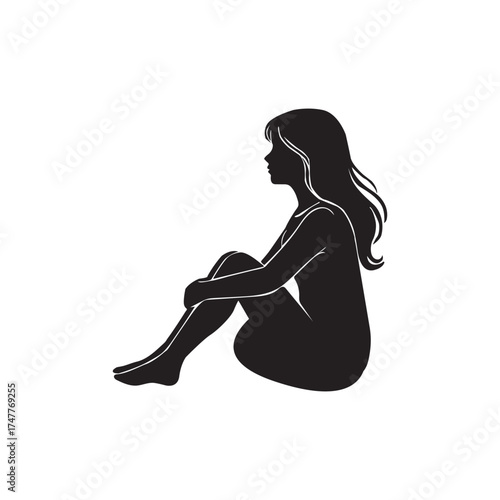 silhouette of a sad lonely girl