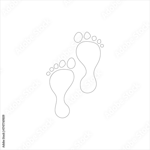 Footprint human icon thin outline logo mark set