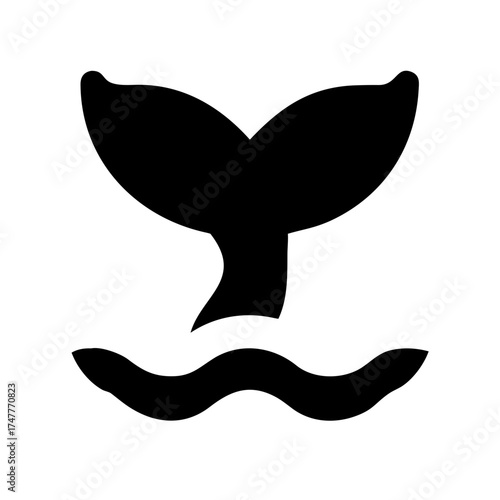 Whale tail icon depicting marine life and ocean