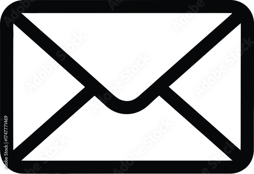 Black envelope icon vector silhouette mail letter