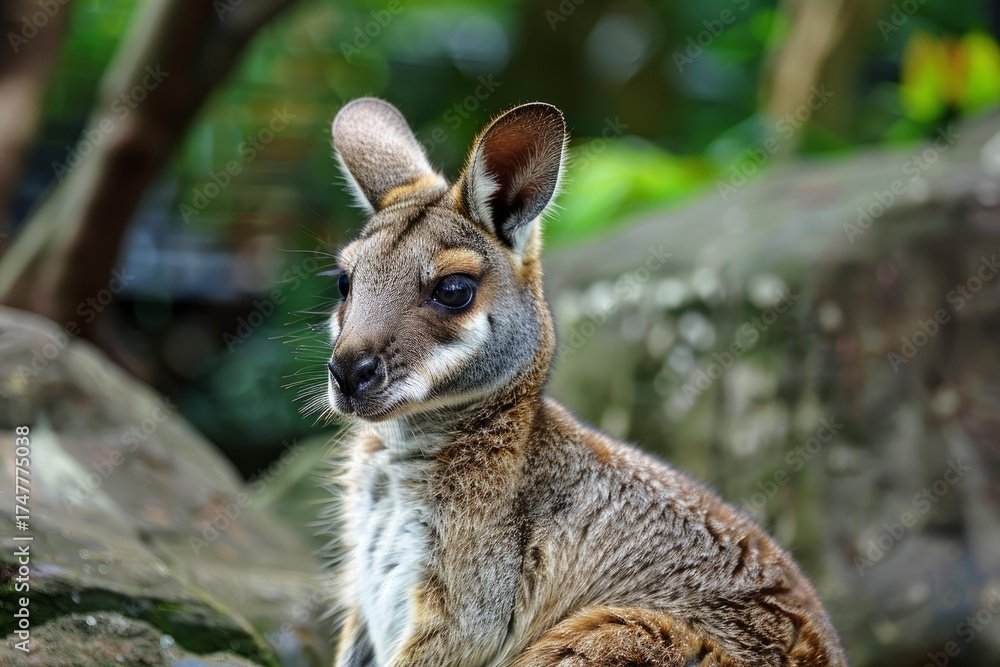 Fototapeta premium Agile macropod relaxing in its natural environment, showcasing its unique features and endearing charm