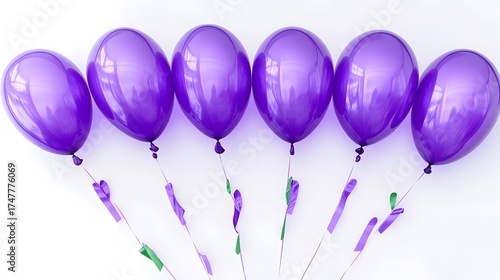 Wallpaper Mural Vibrant purple party balloons with ribbons celebration background design Torontodigital.ca