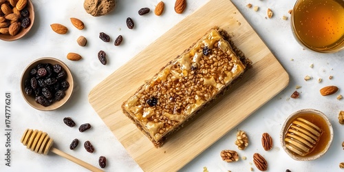 Wallpaper Mural Delicious homemade honey baklava on wooden board with various nuts and raisins Torontodigital.ca