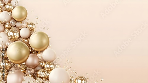 Wallpaper Mural Elegant golden spheres and clear gems on a peach backdrop luxury design Torontodigital.ca
