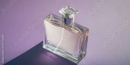 Wallpaper Mural Elegant perfume bottle on lilac background, fragrance presentation, minimal design Torontodigital.ca