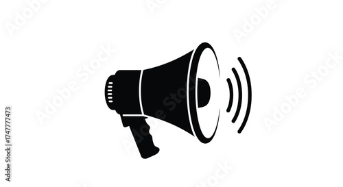 Silhouette megaphone amplifying sound waves for announcement marketing promotion or alert silhouette