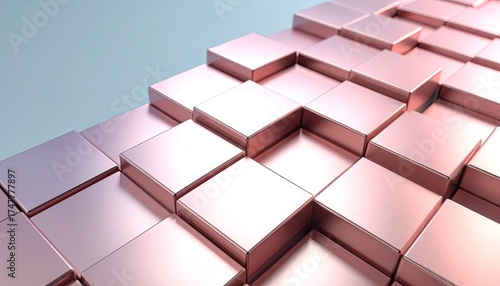 Copper cubes form a tiered, rising structure