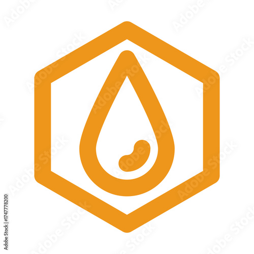 Polyunsaturated fat icon vector displaying a hexagon oil drop symbol for good fat and omega nutrient illustration.