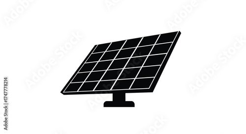 Solar panel for clean energy production capturing sunlight to generate electricity environmentally friendly technology silhouette