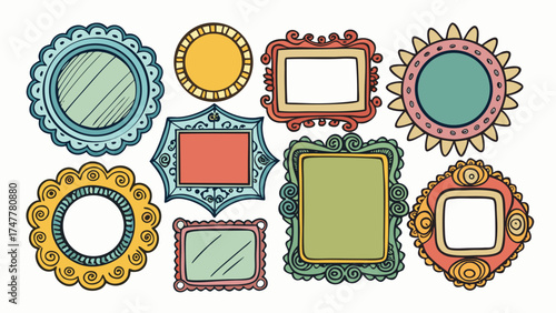 Vector art of collection of hand drawn doodle frames