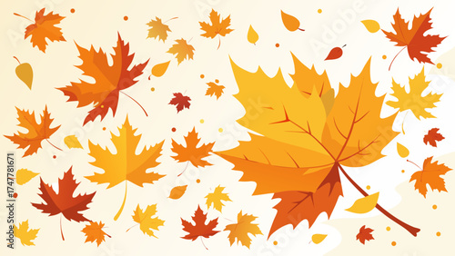 Vector art of autumn leaves falling, creating a beautiful seasonal background