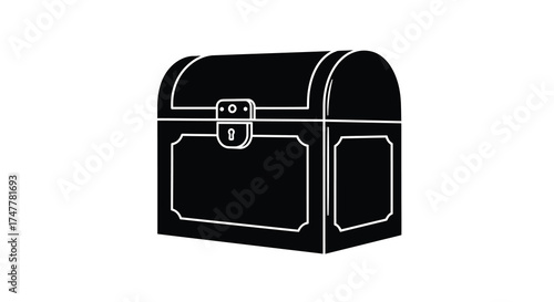 Antique wooden treasure chest with ornate metal accents and secure lock emblematic of riches silhouette
