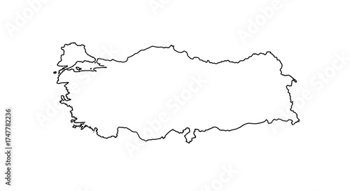 Detailed outline map of turkey showing its geographical borders and country shape for digital use silhouette