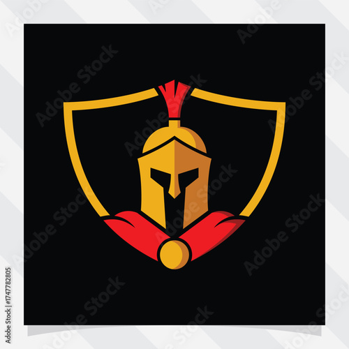 spartan warrior and helmet logo and vector design. logo illustration.