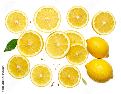 Scattered Lemon Slices and Halves, Dynamic Composition, Isolated