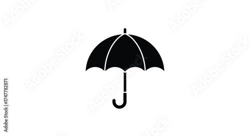 Iconic black umbrella silhouette protects from rain offering shelter and safety in weather symbolism silhouette
