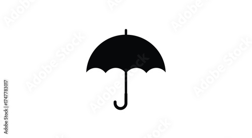 Simple silhouette of a black umbrella protecting against rain or bad weather elements silhouette