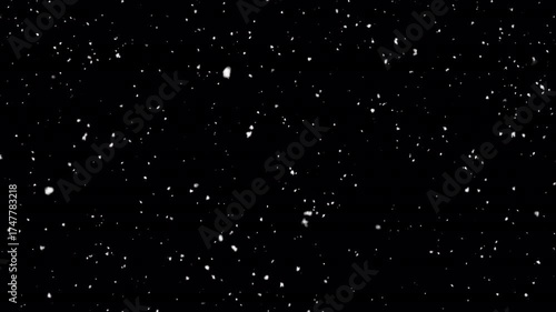 Isolated falling snow - overlay. Seamless snowing loop, 60 FPS. Alpha channel - transparent background