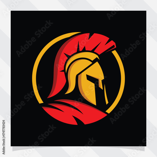 spartan warrior and helmet logo and vector design. logo illustration.