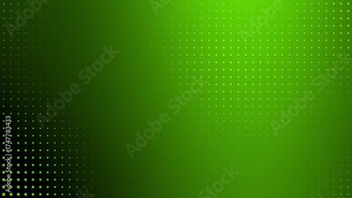 Vibrant green halftone dotted gradient background. clean minimal abstract animation for eco, technology, sustainability and branding