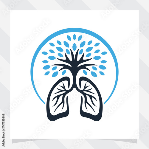 human lungs with growing tree vector illustration.