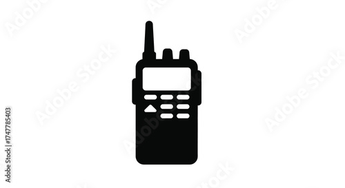 Modern portable two way radio transceiver device for communication and emergency services silhouette