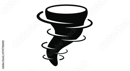 Stylized tornado icon depicting swirling winds and destructive natural force in a bold graphic style silhouette