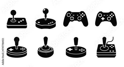 Retro and modern game controllers collection silhouette icons for gaming entertainment technology vector