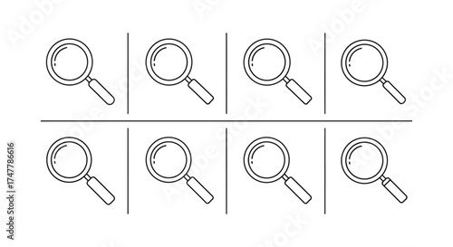 Magnifying glass icons pattern seamless research discovery magnification exploration searching tools symbol vector