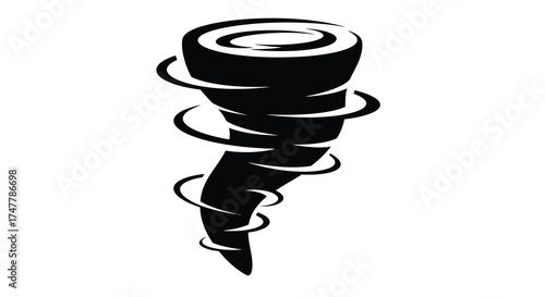 Dramatic swirling black silhouette tornado storm weather symbol abstract concept art silhouette