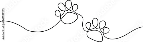 single line paw print of animal  footprint vector art 
