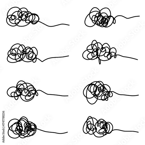 Messy mind doodle with extended ends – Abstract continuous line symbolizing anxiety, overthinking, and tangled emotions.