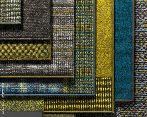 Calm and minimalist selection of colorful woven fabric texture swatches