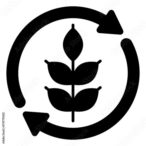 Vector design of growing plant, barley icon 