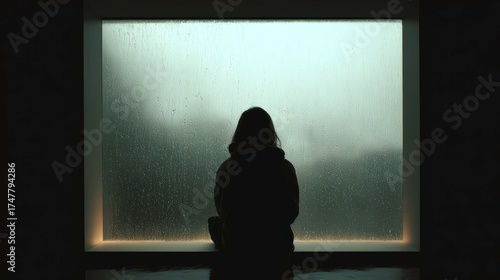 Indoor Melancholia Rainy Window Reflection - Customizable Scene Template