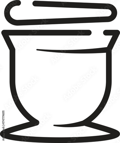 Simple black outline icon of a mortar and pestle. Clean, stylized vector graphic representing grinding, mixing, and crushing. Ideal element for chemistry, medicine