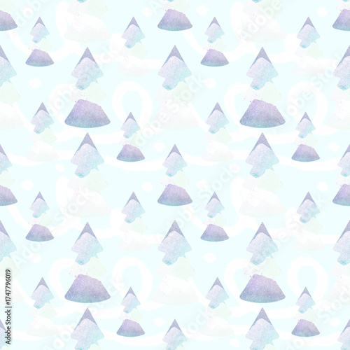 Winter seamless pattern with Christmas tree. Frozen Forest Dreams.