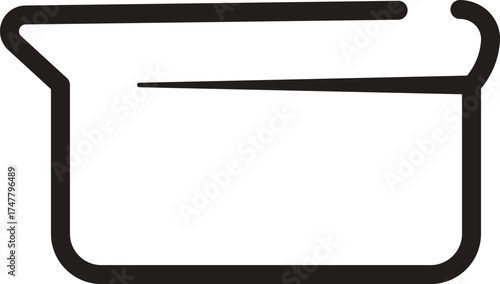 Minimalist vector icon of a lab container with a pouring lip. A clean, simple symbol representing scientific measurement, liquid storage, and testing.