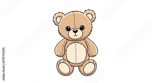 A cute fluffy teddy bear sits patiently waiting for a hug or playtime adventure.