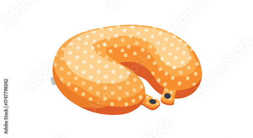 Orange polka dot inflatable travel neck pillow for comfortable journeys.
