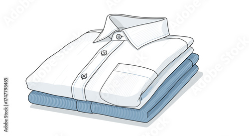 A neatly folded stack of casual shirts and jeans for everyday wear.