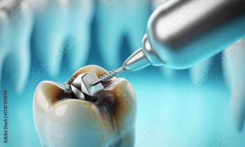 Dental procedure removing decay from a tooth with a specialized tool