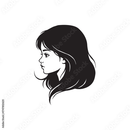 Woman short hair silhouette