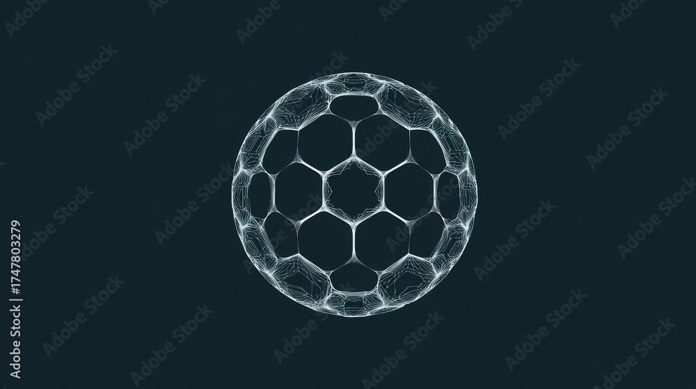 Naklejka premium Abstract Line Art Representation of a Soccer Ball with Geometric Design