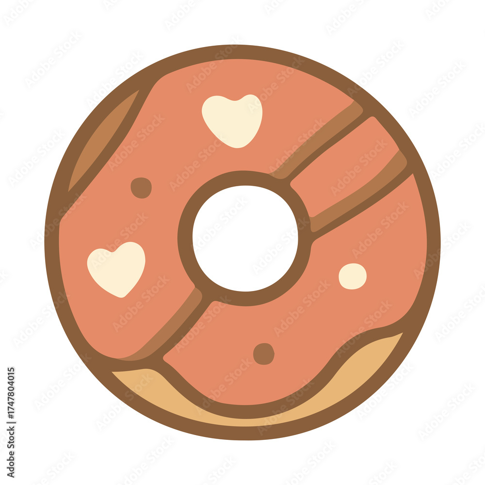 Obraz premium Cute Pink Frosted Donut with Heart Sprinkles
